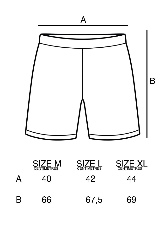 Guía de tallas (centímetros) - MUSIC HERRINGBONE SHORTS
