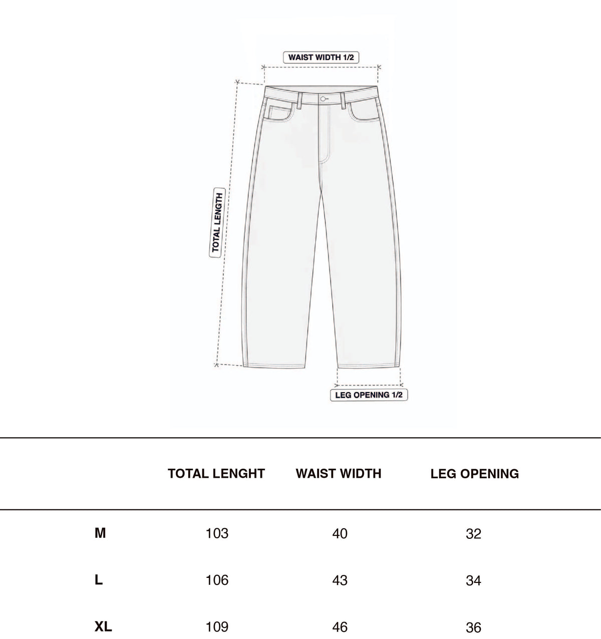 Guía de tallas (centímetros) - DISTRESSED JEANS UNISEX