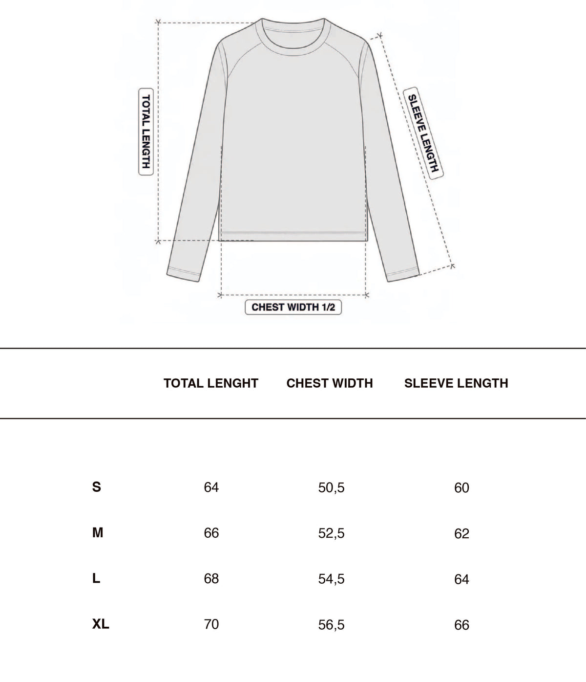 Guía de tallas (centímetros) - WEAR ME OUT! DOUBLE LONGSLEEVE